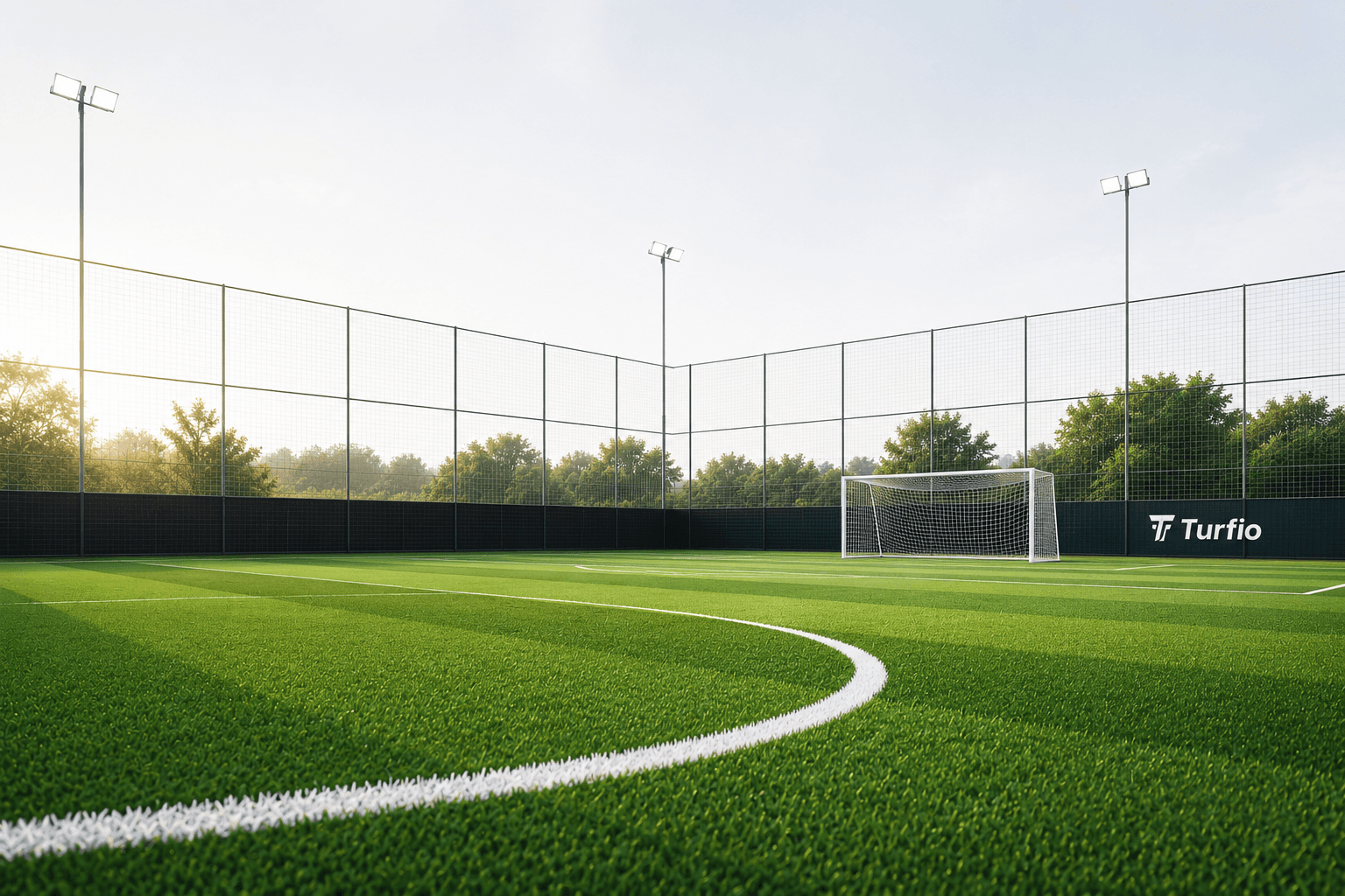 Premium outdoor turf pitch at golden hour